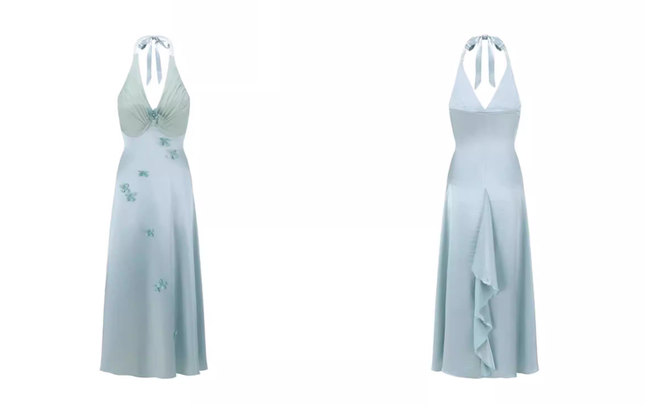 フルール・ド・シエル ホルターネック サテンドレス