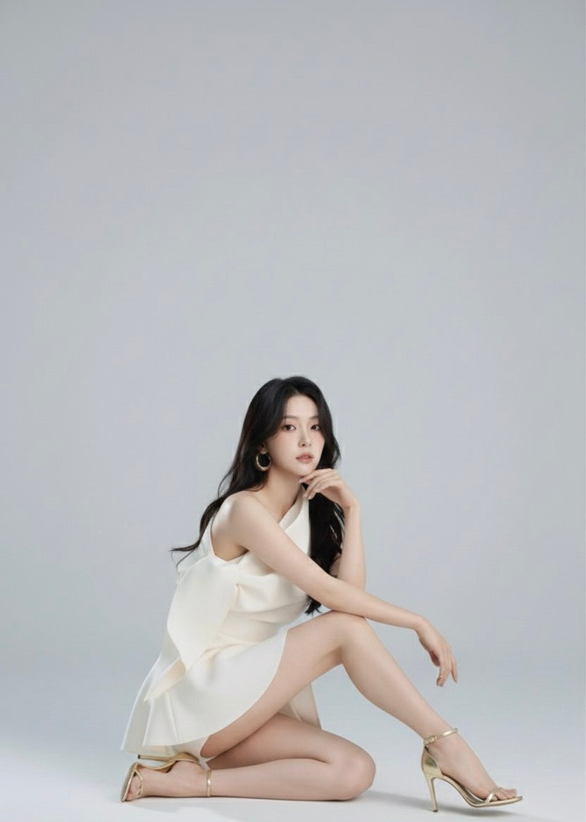 ワンショルダー ボウタイ ミニドレス