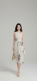 墨絵プリントアシンメトリーワンピース