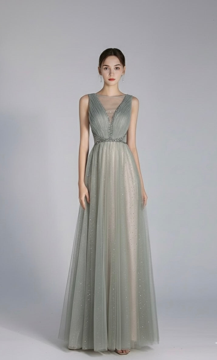 ハイネック・フィット&フレアレースドレス