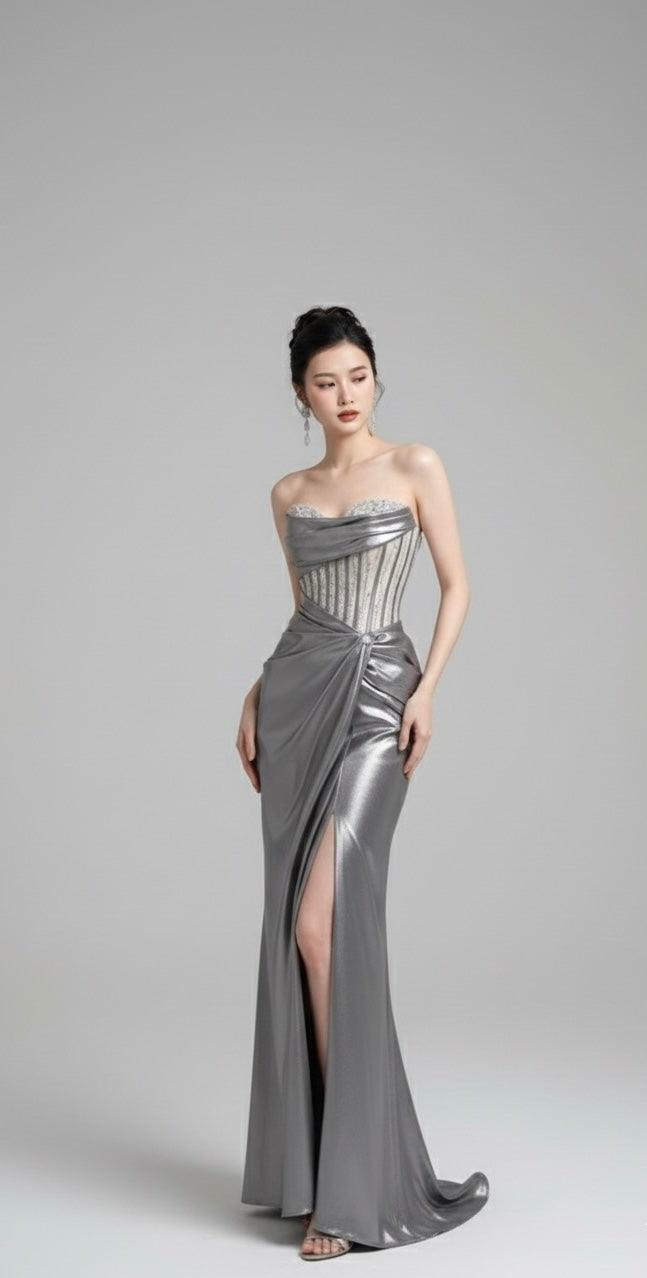 フレンチライトラグジュアリーマーメイドドレス