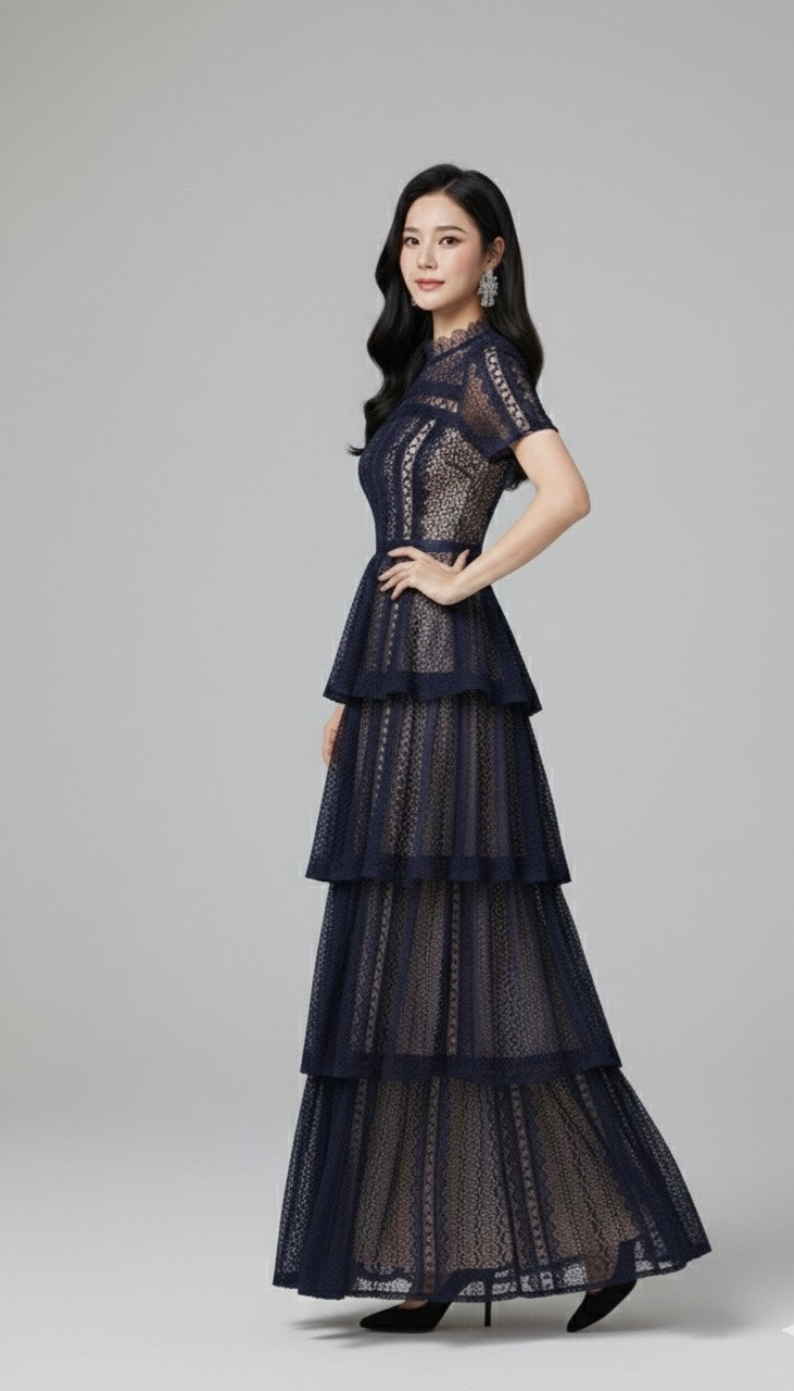 ティアードフレア・ロングドレス