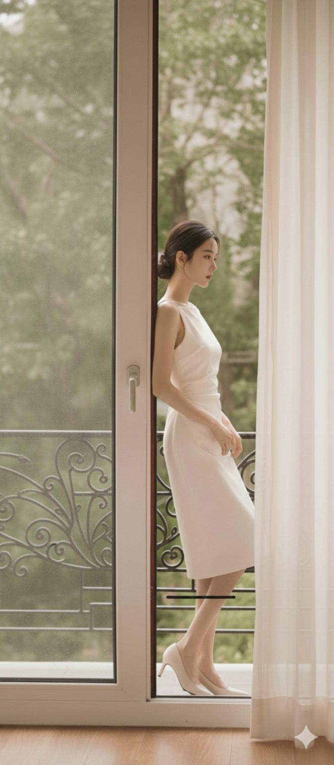 ライトイブニングドレス、フレンチシンプルサテン