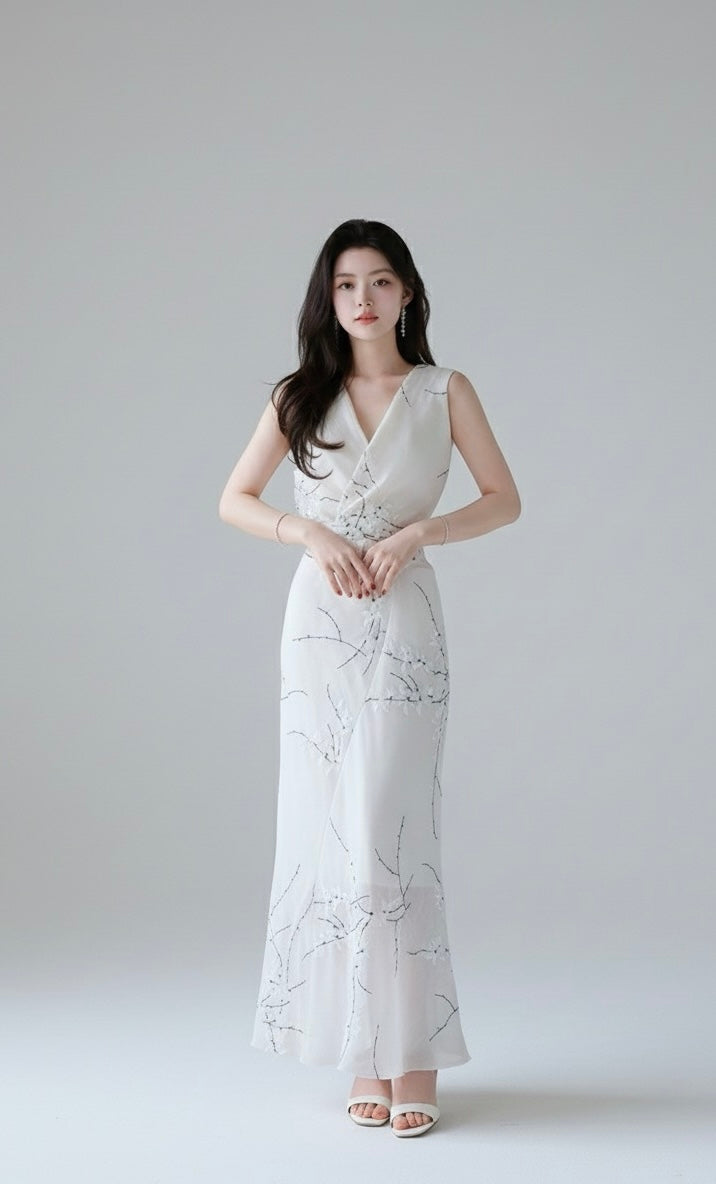 アートフル刺繍マーメイドドレス