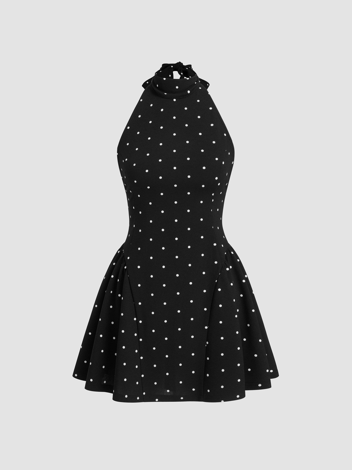 クラシックドット・ホルターネック Aラインミニドレス
