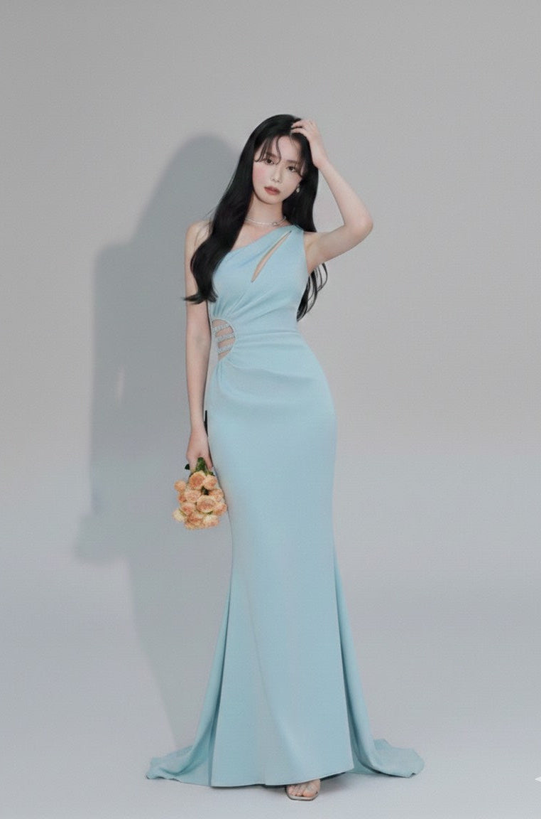 アシンメトリーカット・マーメイドロングドレス
